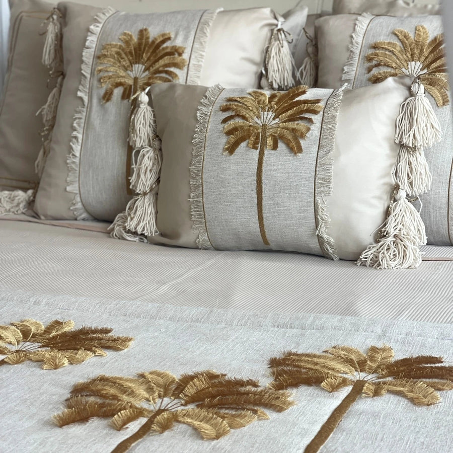 TROPICAL - Gold Palm Yatak Runner Seti