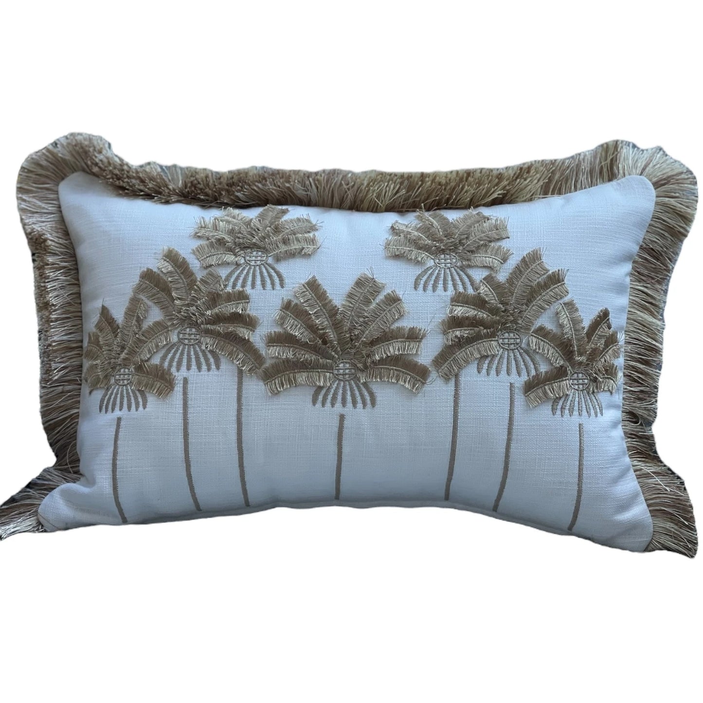 PALMPARADISE - Gold Palmiye Nakışlı Dekoratif Yastık Kılıfı | Bel Kırlenti