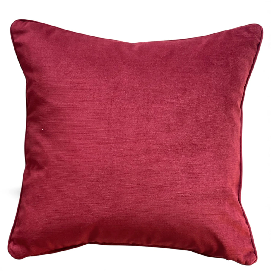 RUBY - Burgundy Wine Şal Desenli Dekoratif Yastık Kılıfı | Bordo Kırlent