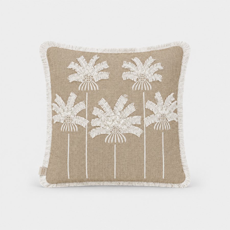 PALMPARADISE Kırlent Kılıfı · Palmiye Nakışlı, Bej