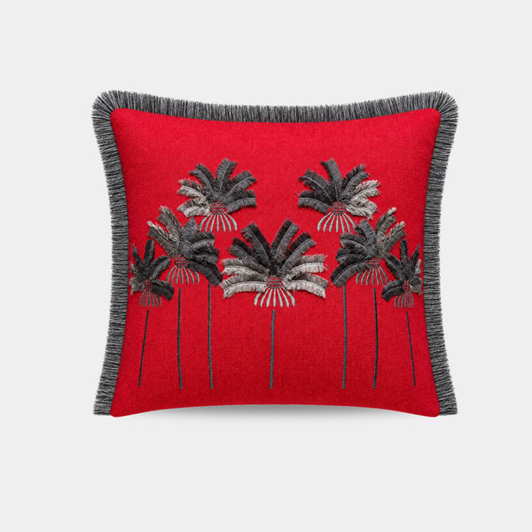 PALMPARADISE Kırlent Kılıfı · Çiçek Nakışlı, Gri