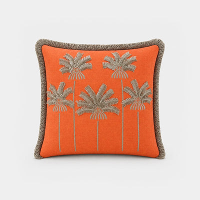 PALMPARADISE Kırlent Kılıfı · Palmiye Nakışlı, Turuncu