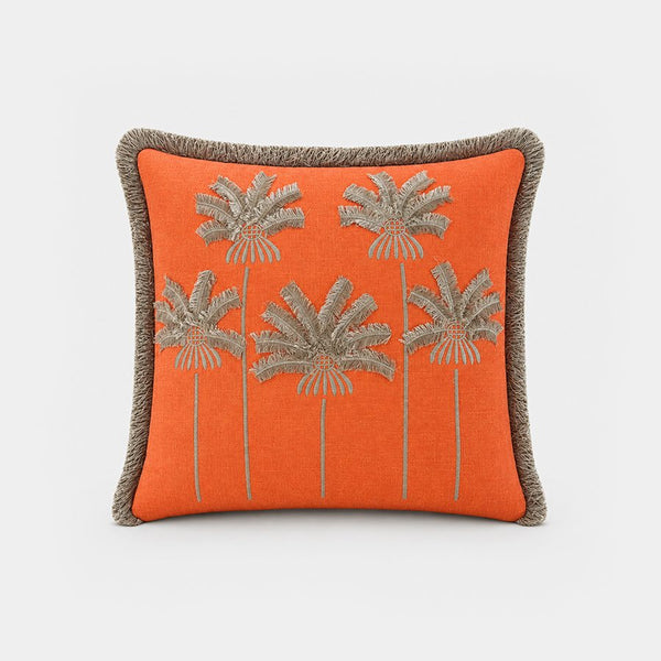 PALMPARADISE Kırlent Kılıfı · Palmiye Nakışlı, Turuncu