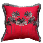 PALMPARADISE - Nar Çiçeği Gri Palmiye Nakışlı Dekoratif Yastık Kılıfı | Kırlent