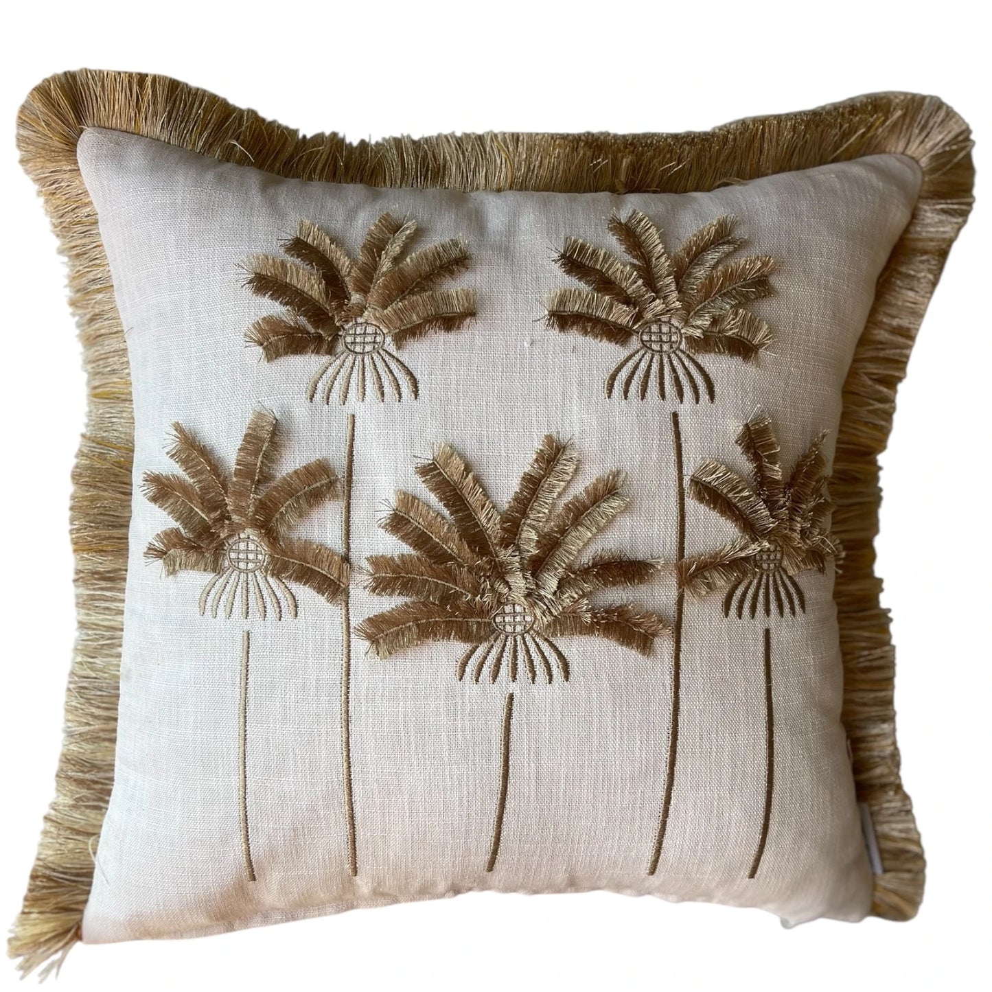 PALMPARADISE - Gold Palmiye Nakışlı Dekoratif Yastık Kılıfı | Kırlent