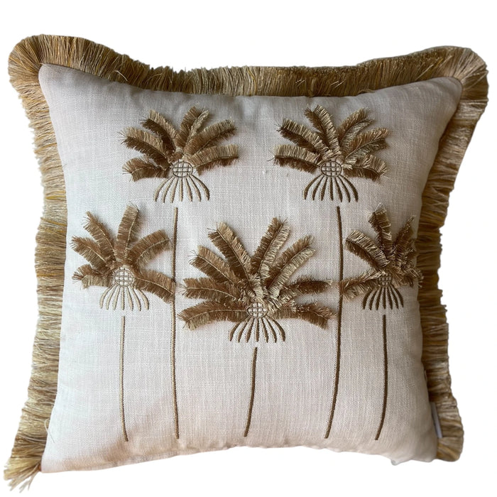 PALMPARADISE - Gold Palmiye Nakışlı Dekoratif Yastık Kılıfı | Kırlent
