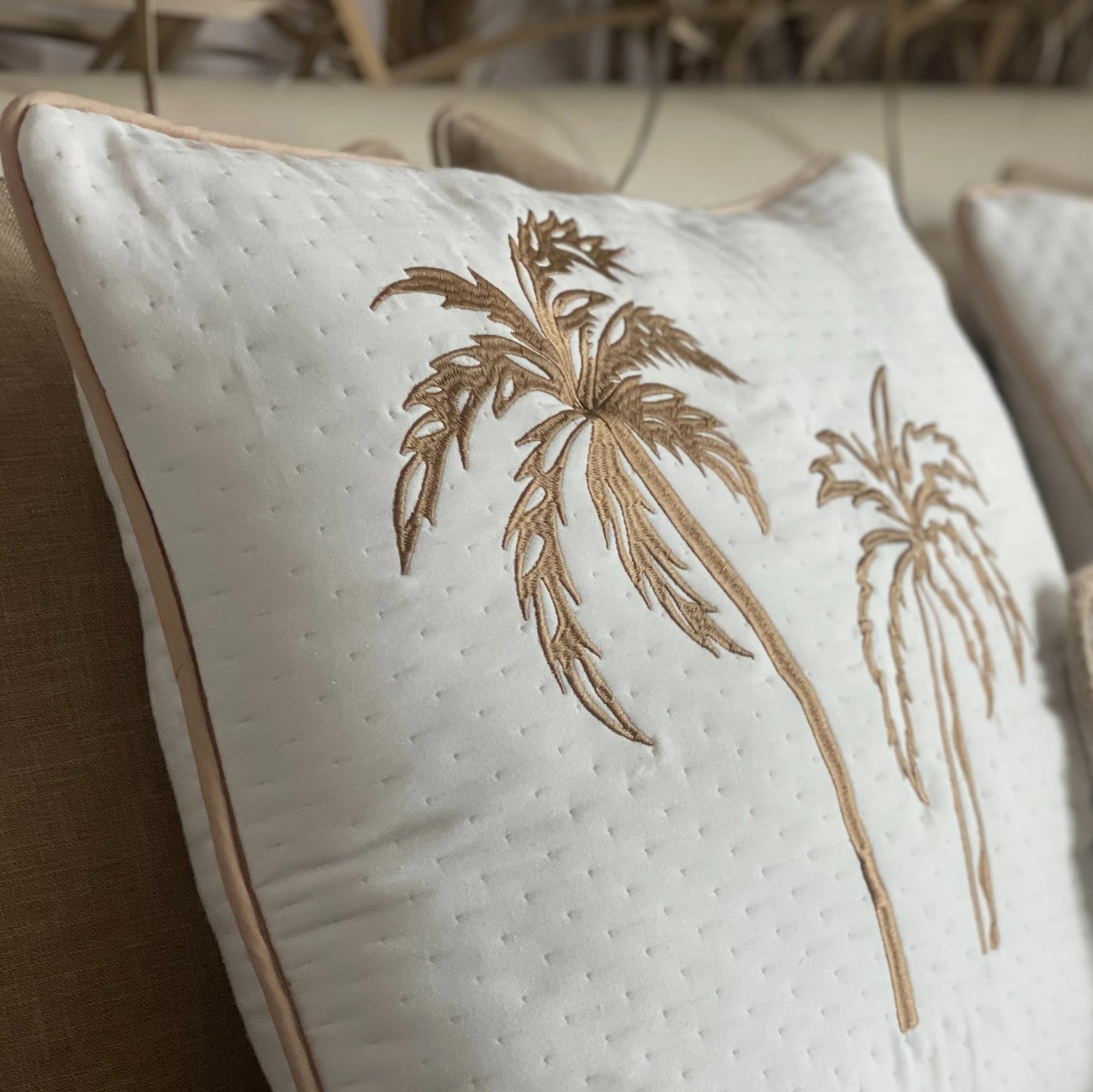 TROPICAL - Twin Palms Yatak Örtüsü | Krem
