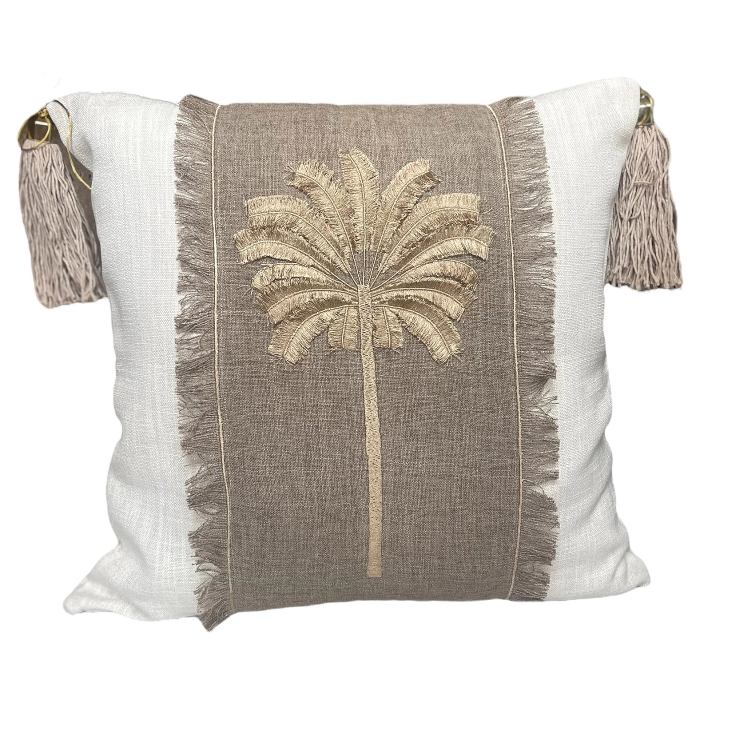 PALM - Gold Palmiye Nakışlı Dekoratif Yastık Kılıfı | Kırlent