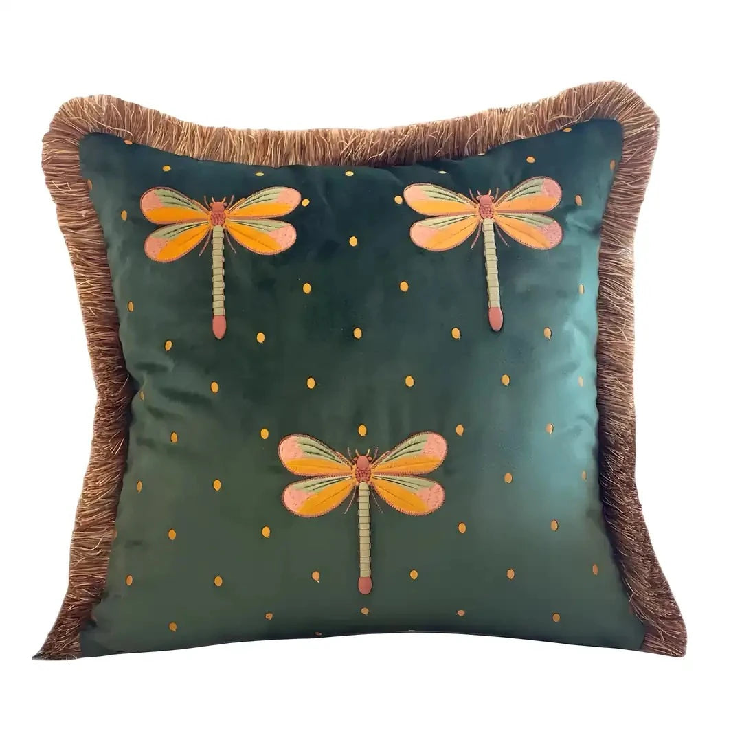 DRAGONFLY Kırlent Kılıfı · Yusufçuk Nakışlı, Yeşil