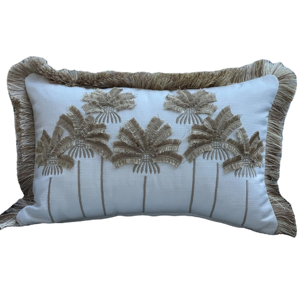 PALMPARADISE  - Gold Palmiye Nakışlı Dekoratif Yastık Kılıfı | Bel Kırlenti