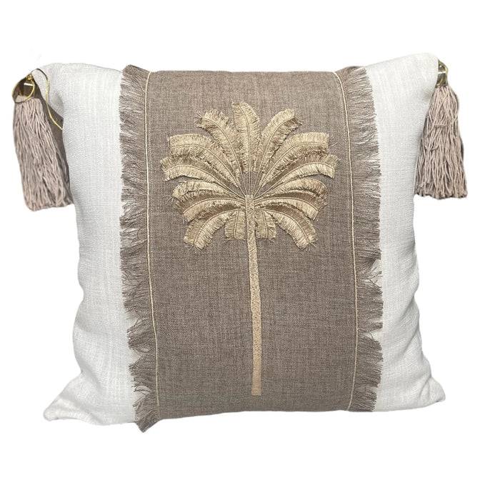 PALM - Gold Palmiye Nakışlı Dekoratif Yastık Kılıfı | Kırlent