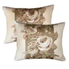 Krem Kumaş Üzeri Kahve & Bal Nakışlı 2'li Yastık Kılıfı