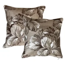 Gri Şakayık Nakışlı 2'li YAstık Kılıfı Seti 45*45 cm