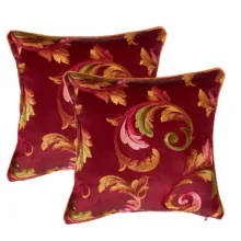 Bordo Şal Desen 2'li Yastık Kılıfı 45*45 cm