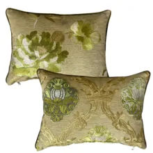 Yeşil Çiçek Nakışlı 2'li Kırlent Kılıfı 35*50 cm