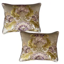 Lila Damsk Nakışlı 2'li Kırlent Kılıfı 35*45 cm