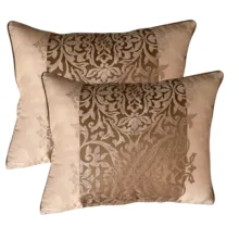 Kahve Jakarlı 2'li Kırlent Kılıfı