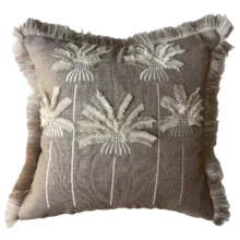 Palm Paradise Vizon & Bej Nakışlı Kırlent Kılıfı  50* 50 cm
