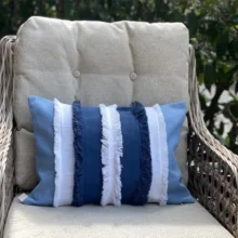 Banana Twist Lacivert Bantlı Krem Kırlent Kılıfı