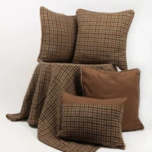 Kaşmir Ekoseli 5'li Kırlent Kılıfı, Battaniye Throw Seti