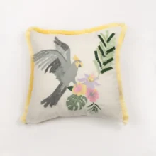 Papağan Nakışlı Kırlent Kılıfı