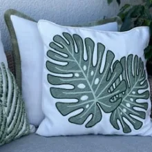 Yaprak Nakışlı Kırlent Kılıfı