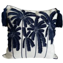 Tropical Collection Lacivert Nakışlı Kırlent Kılıfı