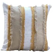 Banana Twist Hardal Bantlı Krem Kırlent Kılıfı 50* 50 cm