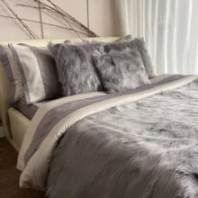 Gri Peluş Dekoratif Örtü