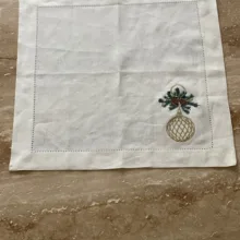 Keten Kozalak Nakışlı Peçete 2'li Set Yeni Yıl