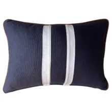 Marine Collection 35*50 cm Lacivert Zemin Beyaz Bantlı Kırlent Kılıfı