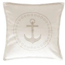 Marine Çıpa Nakışlı Krem Yastık Kılıfı