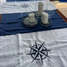 Marine Yıldız Nakışlı Runner Örtü Servis