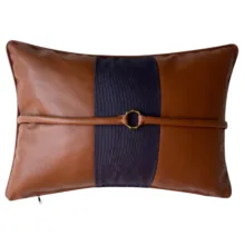 Marine Collection 35*50 cm Lacivert Deri Metal Halkalı Kırlent Kılıfı