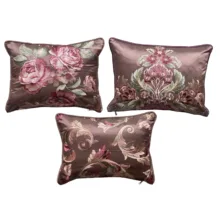 Gülkurusu Şakayık Nakışlı 3 'lü Yastık Kılıfı