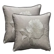 Vizon Gül Nakışlı 2'li Yastık Kılıfı 50*50 cm