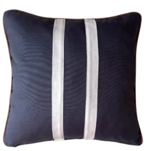 Marine Collection 45*45 cm Lacivert Zemin Beyaz Bantlı Kırlent Kılıfı